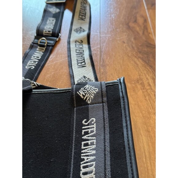 Steven Madden Tik Tok Bag Webber Small Black And Gray Canvas Purse Bag - Picture 4 of 8